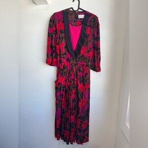 Vintage Michelle Stuart Pink and Black Floral Jumpsuit